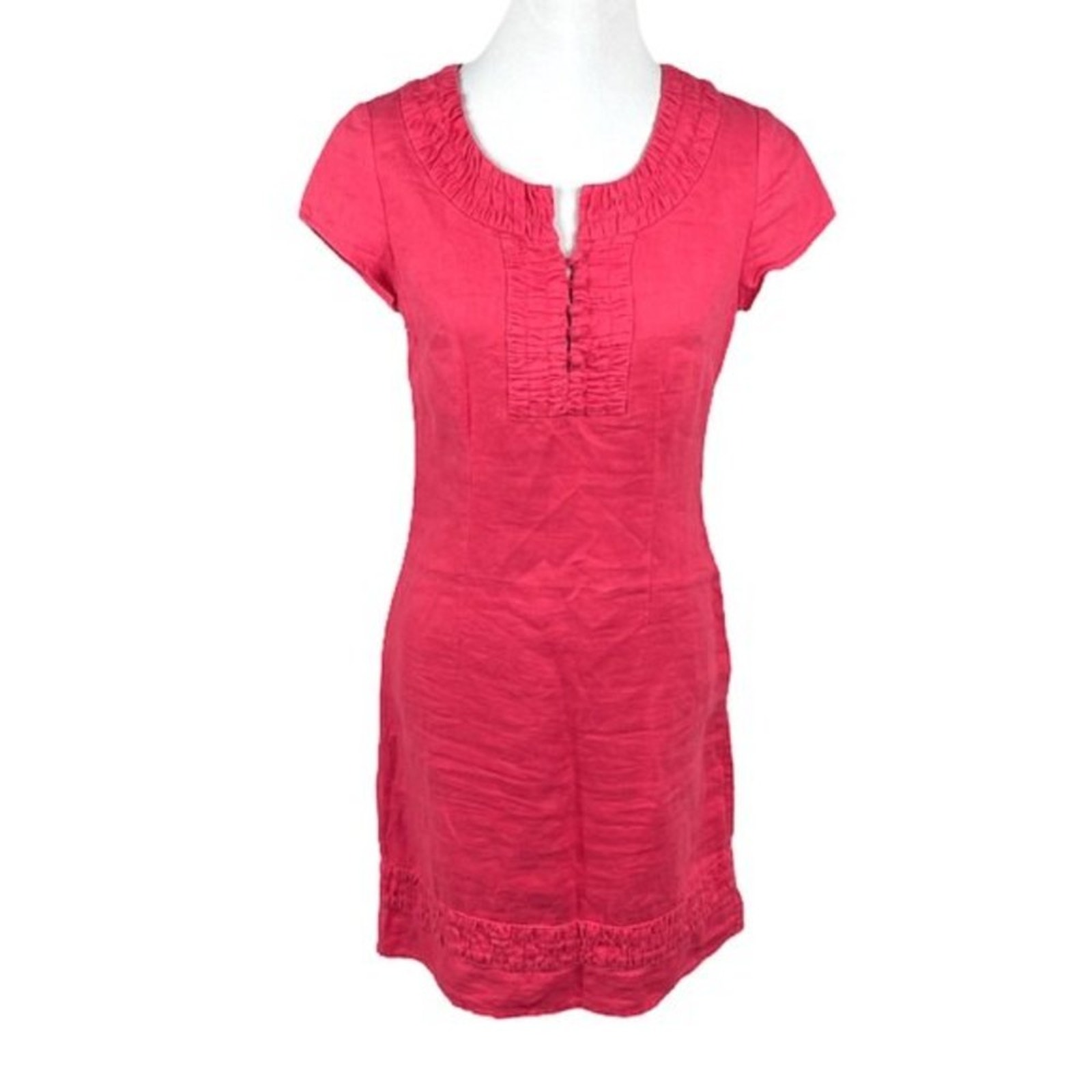 Boden Linen Flat Ruffle Dress Pink Size 2
